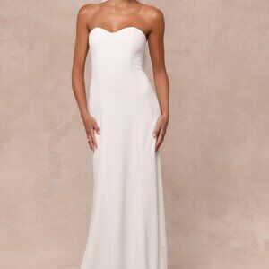 Lulus Romantic Vision White Pearl Strapless Maxi Dress - Size S